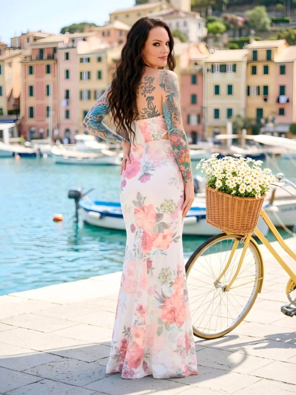 Windsor Luxe ✦ Floral Sequin Mermaid Gown ✦ Rosette Reverie Strapless Sweetheart - Picture 3 of 10